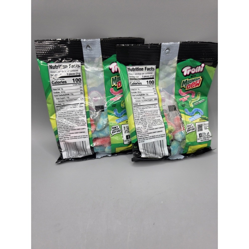 Trolli Mountain Dew Sour Brite Crawlers 2 pack 4.25oz Bags Fresh - Picture 4 of 8